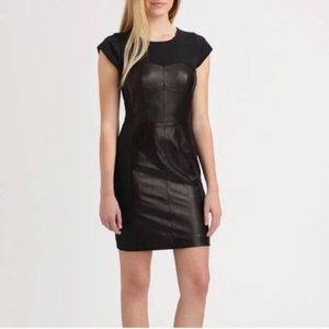 Rebecca Taylor Lamb Leather & Knit Bustier Dress Women Size 6 Black